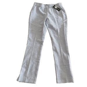 Peace of Cloth Brie Pull On Seersucker Pant Blue White XS NWT Ankle Slit $172